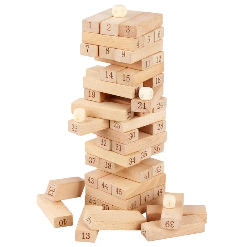 Children's Puzzle Bricks Pro Fun Numerical Jenga Wooden Building Blocks Assembling Table Games Toys