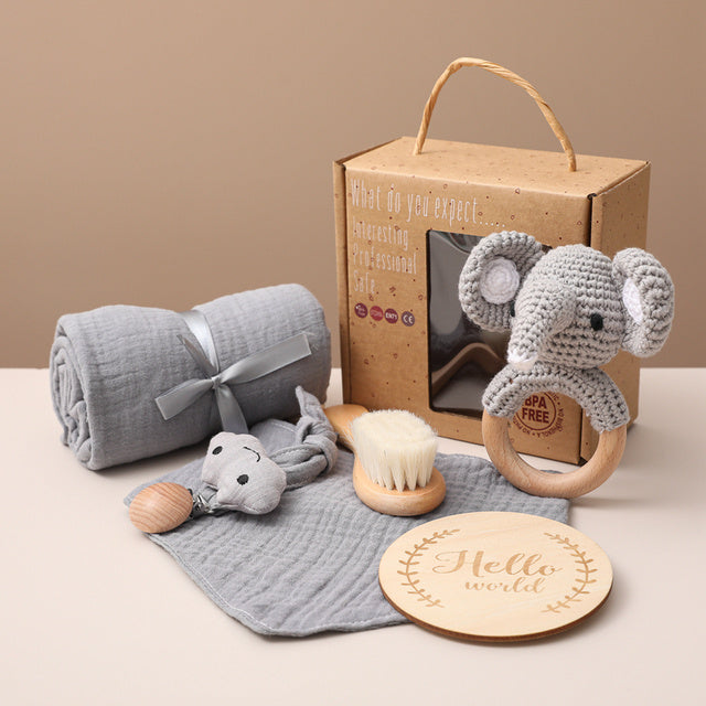 Baby Gift Set for Newborn 6 PCS Essentials Bath Set with Blanket Baby Rattle