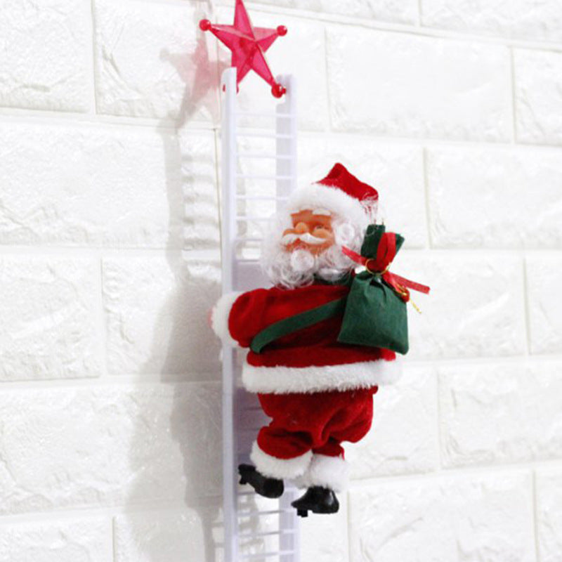 Climbing Ladder Electric Santa Claus Climbing Red Ladder Doll Toy