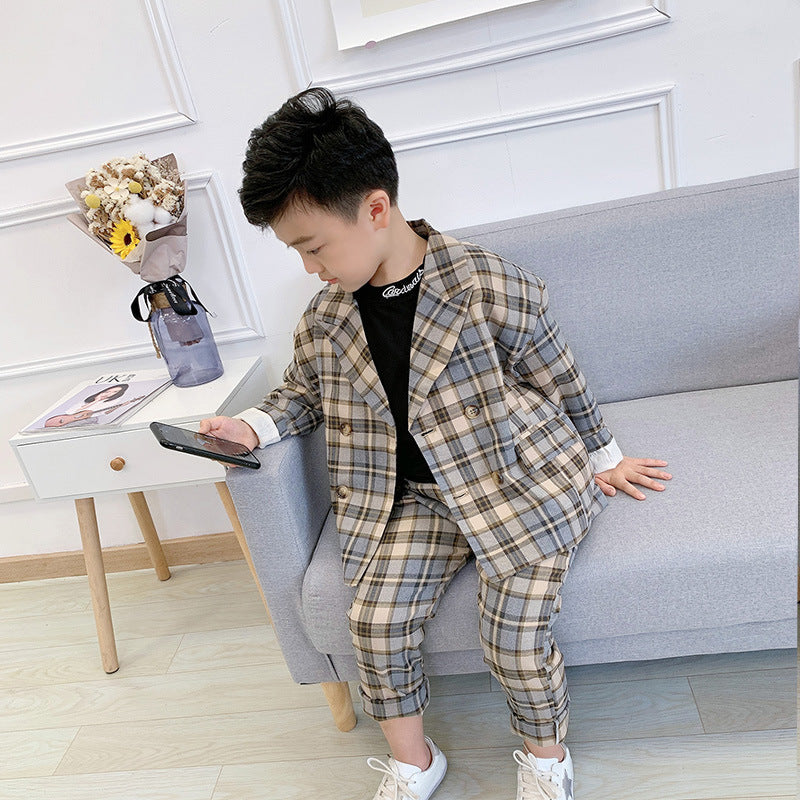 Plaid jacket and pants set