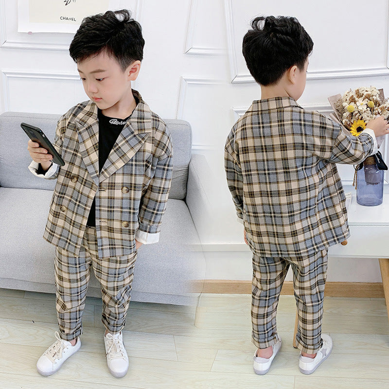 Plaid jacket and pants set