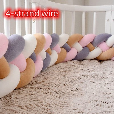 Heightening Baby Braided Crib Bumpers Knot Long Pillow Cushion Bedding Room Dector