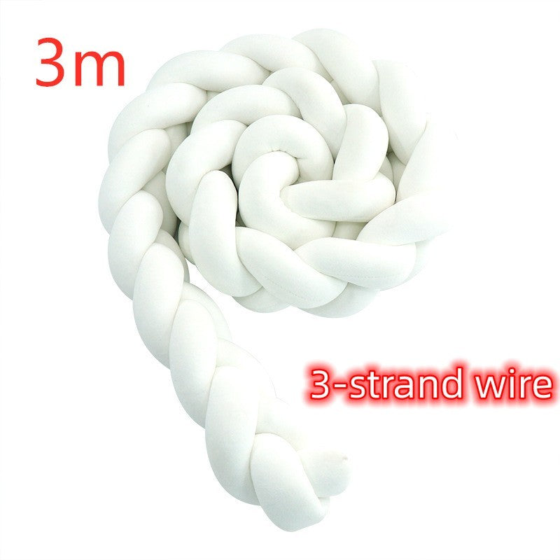 Heightening Baby Braided Crib Bumpers Knot Long Pillow Cushion Bedding Room Dector