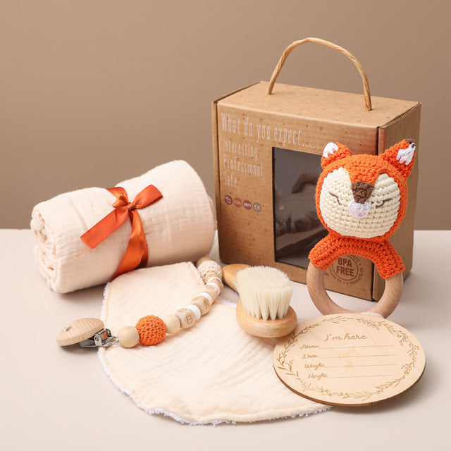 Baby Gift Set for Newborn 6 PCS Essentials Bath Set with Blanket Baby Rattle