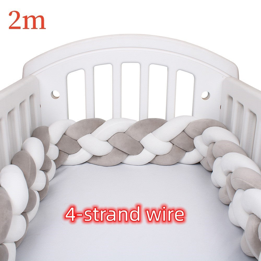 Heightening Baby Braided Crib Bumpers Knot Long Pillow Cushion Bedding Room Dector